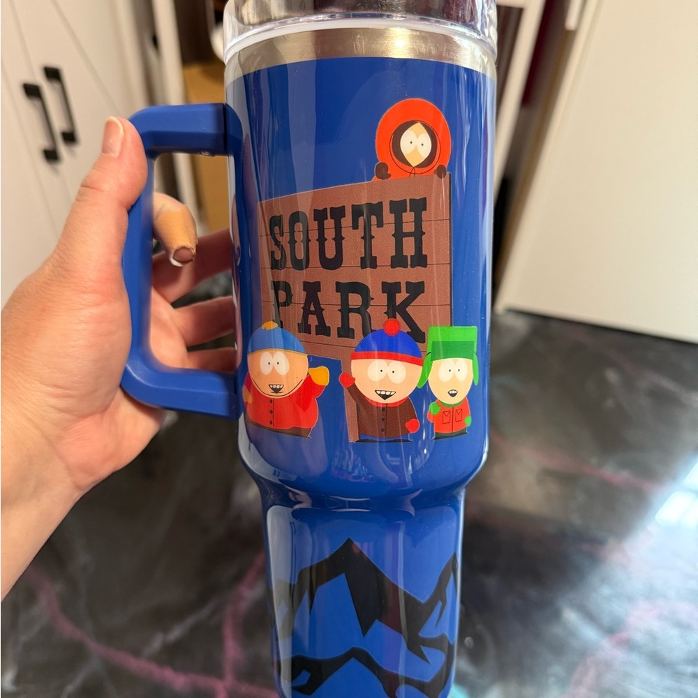 SOLD South Park Blue Travel Mug Handmade